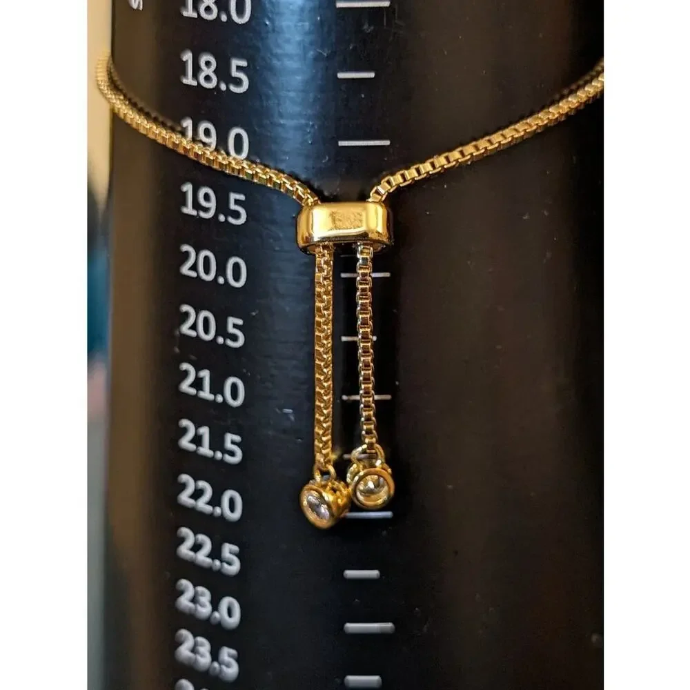 Gold Tone Rhodium Plated Box Chain Sparkle Starfish Adjustable Bracelet